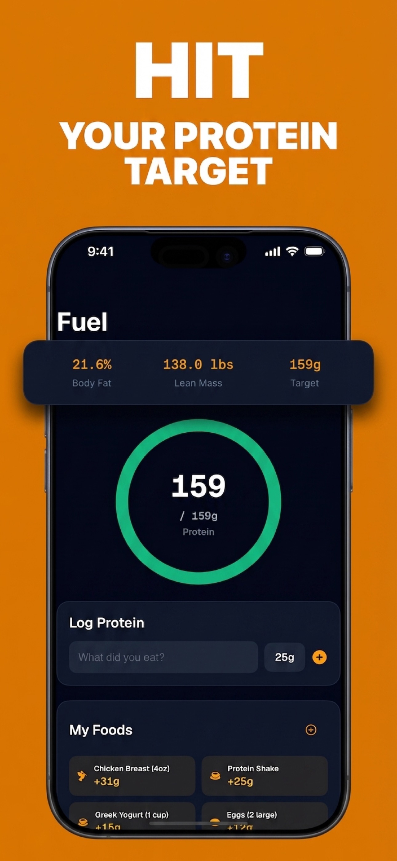 LeanFuel protein tracking dashboard